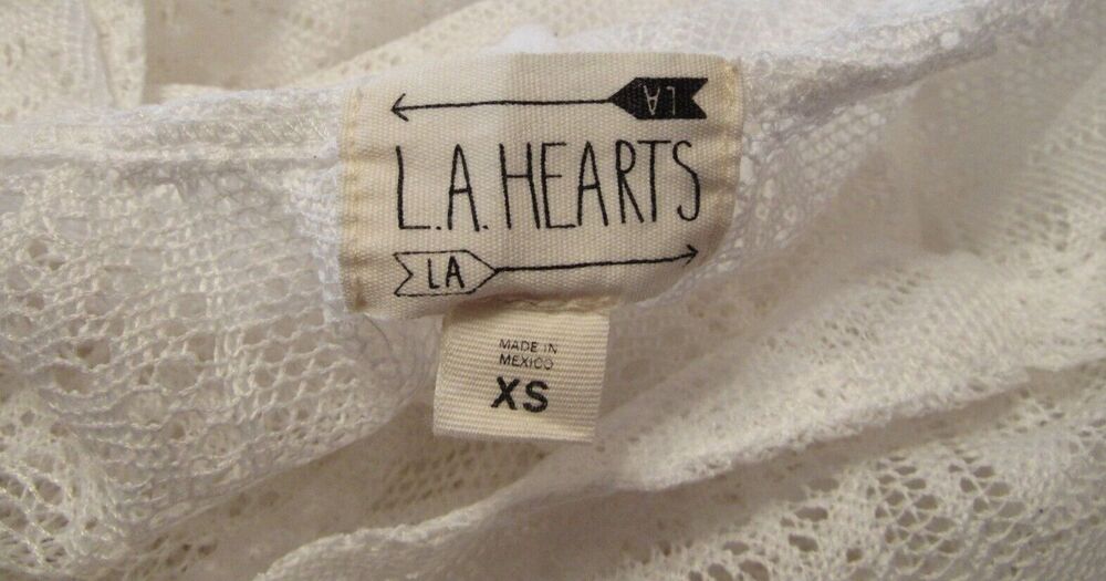 LA Hearts White Mesh Open Work V Neck Hooded BoHo Top/Cover Up Size XS - Picture 3 of 3